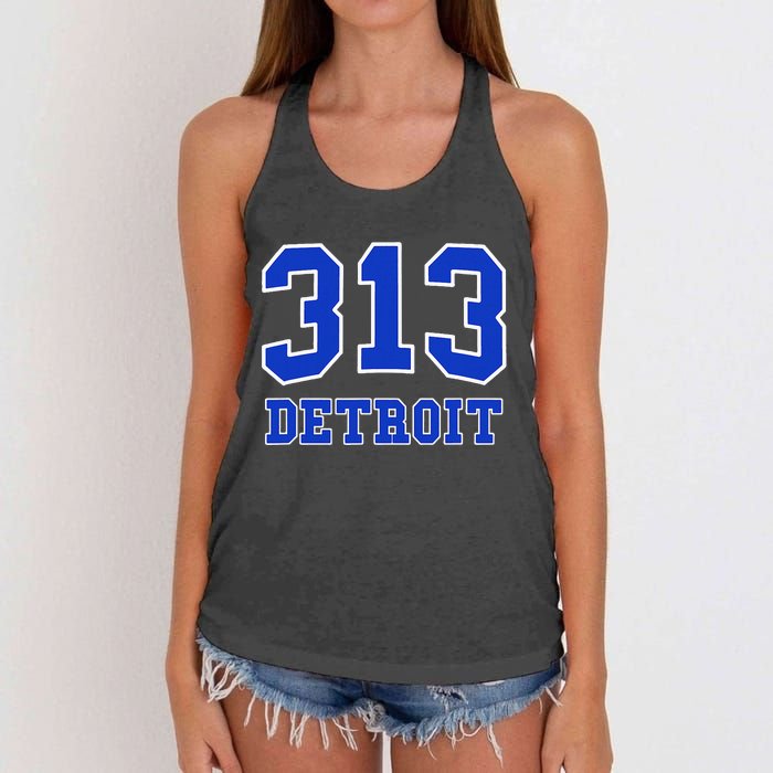 Detroit Area Code 313 Hometown Pride Classic Women's Knotted Racerback Tank