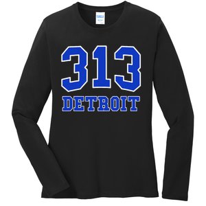 Detroit Area Code 313 Hometown Pride Classic Ladies Long Sleeve Shirt