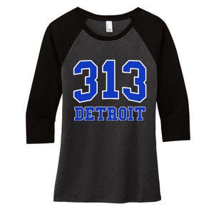 Detroit Area Code 313 Hometown Pride Classic Women's Tri-Blend 3/4-Sleeve Raglan Shirt