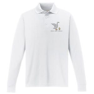 Duck And Chick Funny Quote Performance Long Sleeve Polo