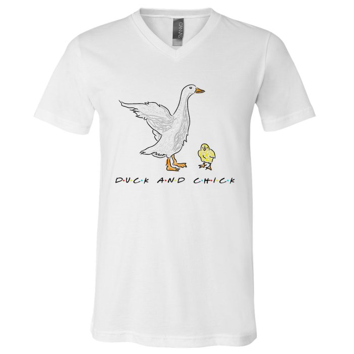 Duck And Chick Funny Quote V-Neck T-Shirt