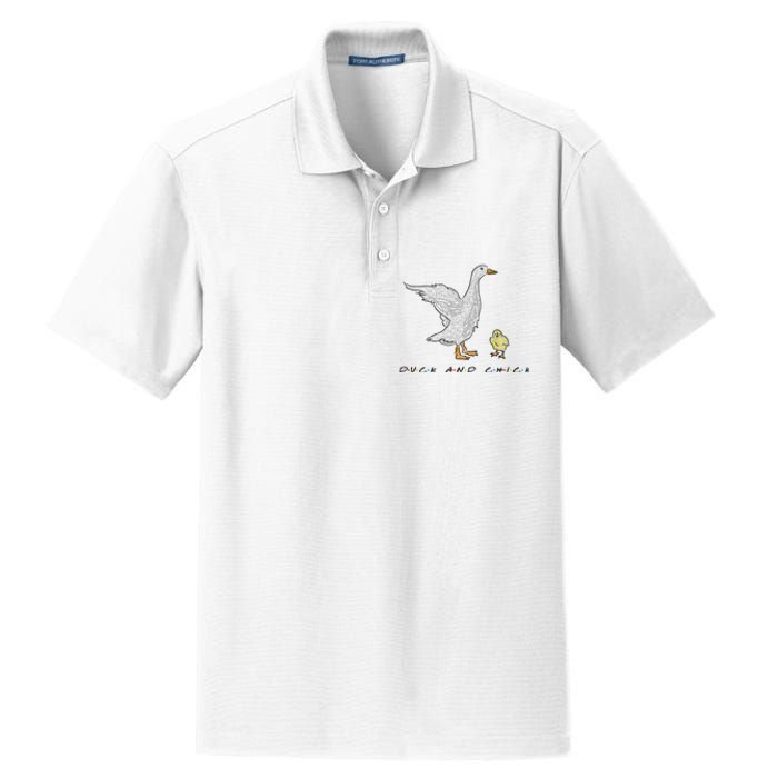 Duck And Chick Funny Quote Dry Zone Grid Polo