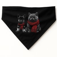 Dog And Cat Wearing Red Scarves Realistic USA-Made Doggie Bandana