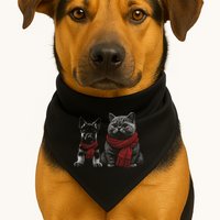 Dog And Cat Wearing Red Scarves Realistic USA-Made Doggie Bandana