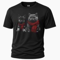 Dog And Cat Wearing Red Scarves Realistic Performance Shirt