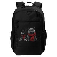 Dog And Cat Wearing Red Scarves Realistic Backpack