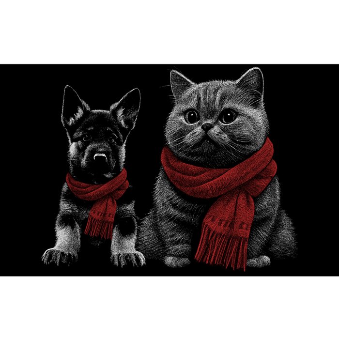 Dog And Cat Wearing Red Scarves Realistic Bumper Sticker