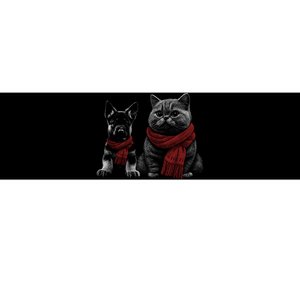 Dog And Cat Wearing Red Scarves Realistic Bumper Sticker