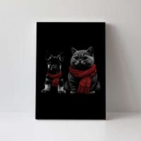 Dog And Cat Wearing Red Scarves Realistic Canvas