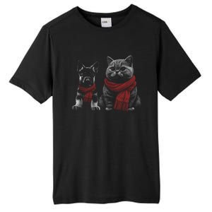 Dog And Cat Wearing Red Scarves Realistic Tall Fusion ChromaSoft Performance T-Shirt