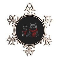 Dog And Cat Wearing Red Scarves Realistic Metallic Star Ornament