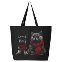 Dog And Cat Wearing Red Scarves Realistic 25L Jumbo Tote
