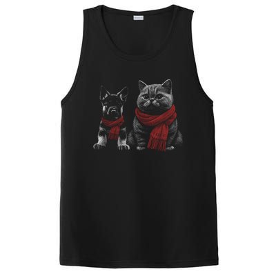 Dog And Cat Wearing Red Scarves Realistic PosiCharge Competitor Tank