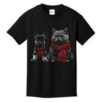Dog And Cat Wearing Red Scarves Realistic Kids T-Shirt