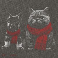 Dog And Cat Wearing Red Scarves Realistic Cotton Canvas Backpack