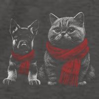 Dog And Cat Wearing Red Scarves Realistic Vector Backpack