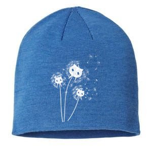 Dandelion And Cute Owls Flower Owl Bird Lover Dandelion Day Funny Gift Sustainable Beanie