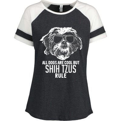 Dogs Are Cool But Shih Tzus Rule Funny Enza Ladies Jersey Colorblock Tee