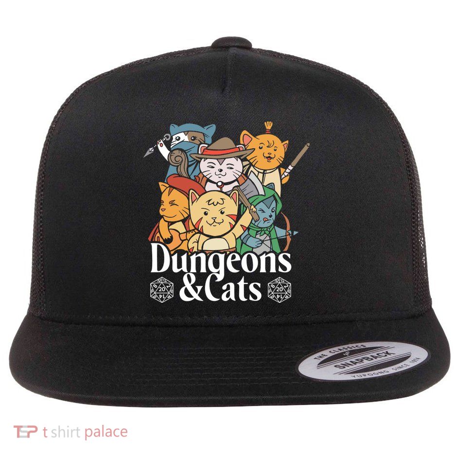 Dungeons And Cats Flat Bill Trucker Hat