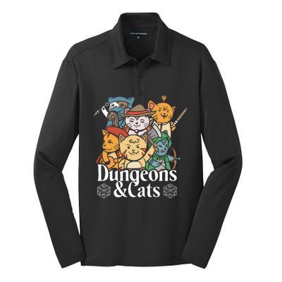 Dungeons And Cats Silk Touch Performance Long Sleeve Polo