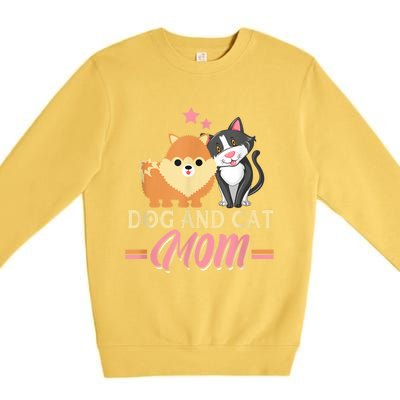 Dog And Cat Mom Puppy Kitten Pup Mother Dog Kitty Mom Premium Crewneck Sweatshirt