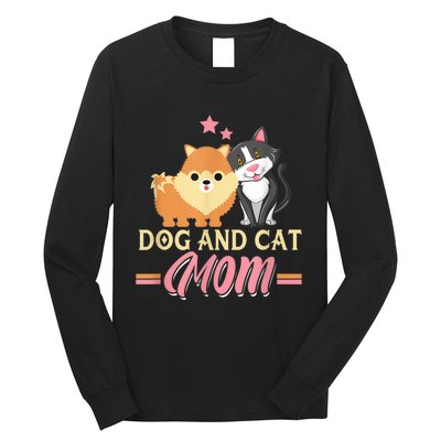 Dog And Cat Mom Puppy Kitten Pup Mother Dog Kitty Mom Long Sleeve Shirt