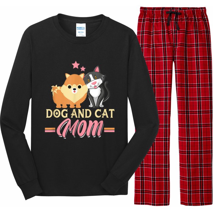 Dog And Cat Mom Puppy Kitten Pup Mother Dog Kitty Mom Long Sleeve Pajama Set