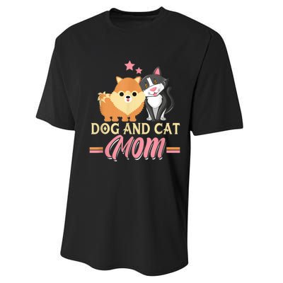 Dog And Cat Mom Puppy Kitten Pup Mother Dog Kitty Mom Performance Sprint T-Shirt