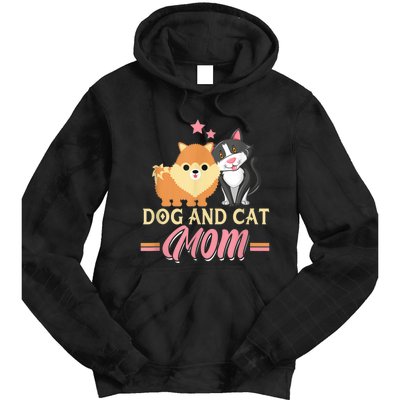 Dog And Cat Mom Puppy Kitten Pup Mother Dog Kitty Mom Tie Dye Hoodie