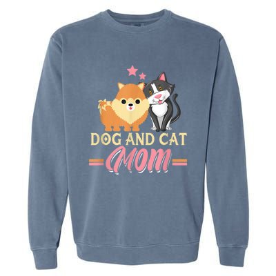 Dog And Cat Mom Puppy Kitten Pup Mother Dog Kitty Mom Garment-Dyed Sweatshirt