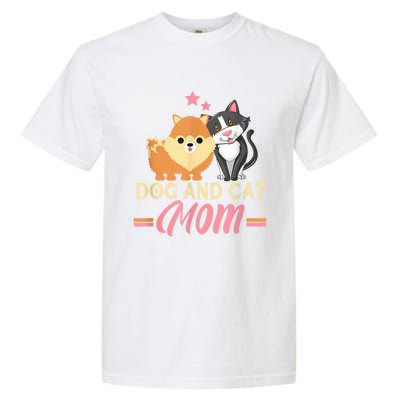 Dog And Cat Mom Puppy Kitten Pup Mother Dog Kitty Mom Garment-Dyed Heavyweight T-Shirt