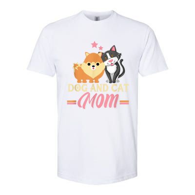 Dog And Cat Mom Puppy Kitten Pup Mother Dog Kitty Mom Softstyle CVC T-Shirt