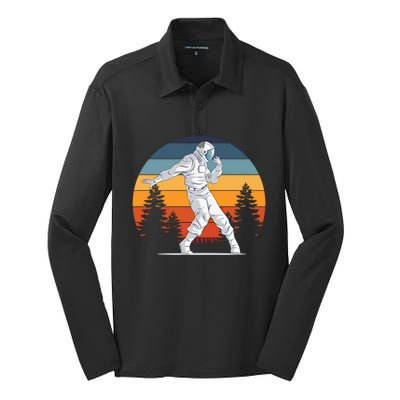 Dancing Astronaut Cool Space Designs Novelty Graphic Great Gift Silk Touch Performance Long Sleeve Polo