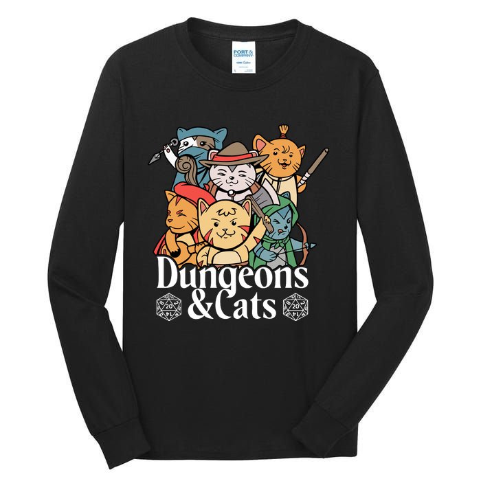 Dungeons And Cats Cute Cat Lover Funny For Lover Trending Tall Long Sleeve T-Shirt