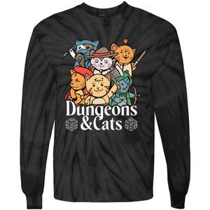 Dungeons And Cats Cute Cat Lover Funny For Lover Trending Tie-Dye Long Sleeve Shirt