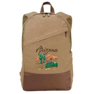 Desert Arizona Cactus Southwestern Cotton Canvas Backpack