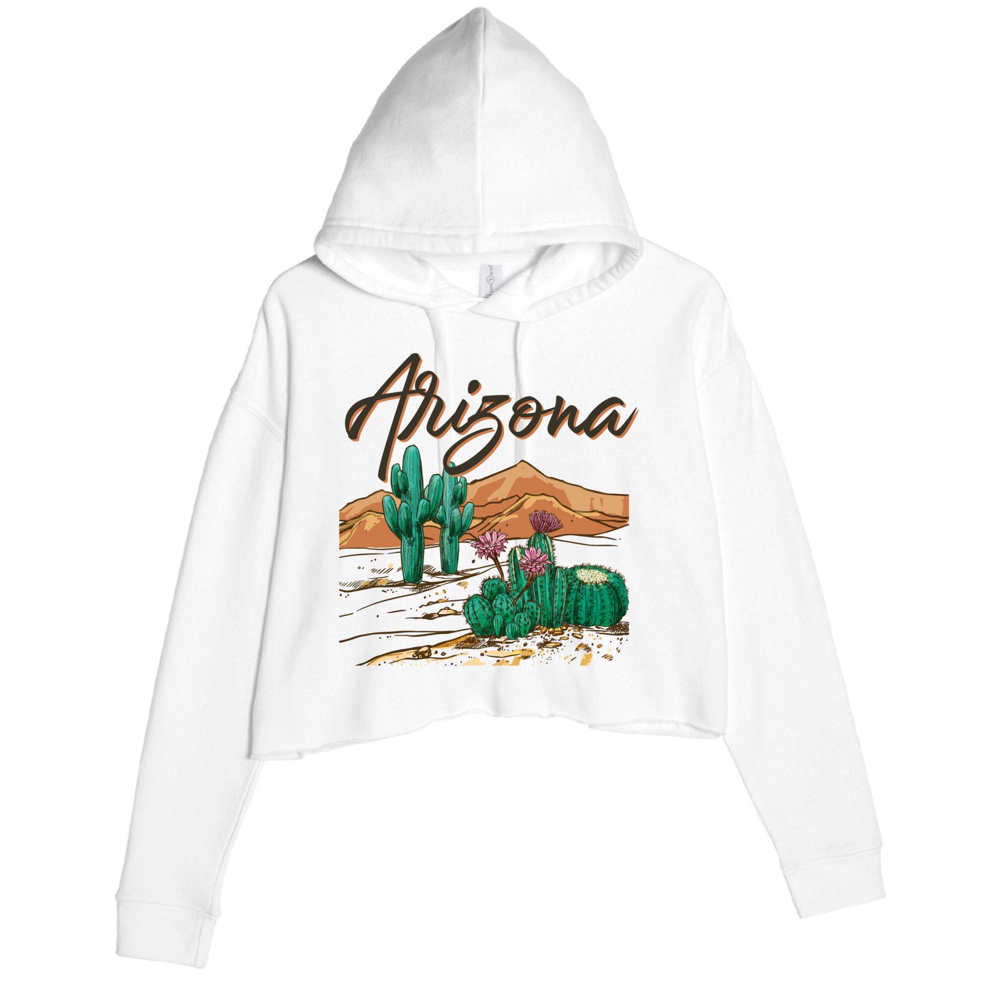 Desert Arizona Cactus Southwestern Crop Fleece Hoodie