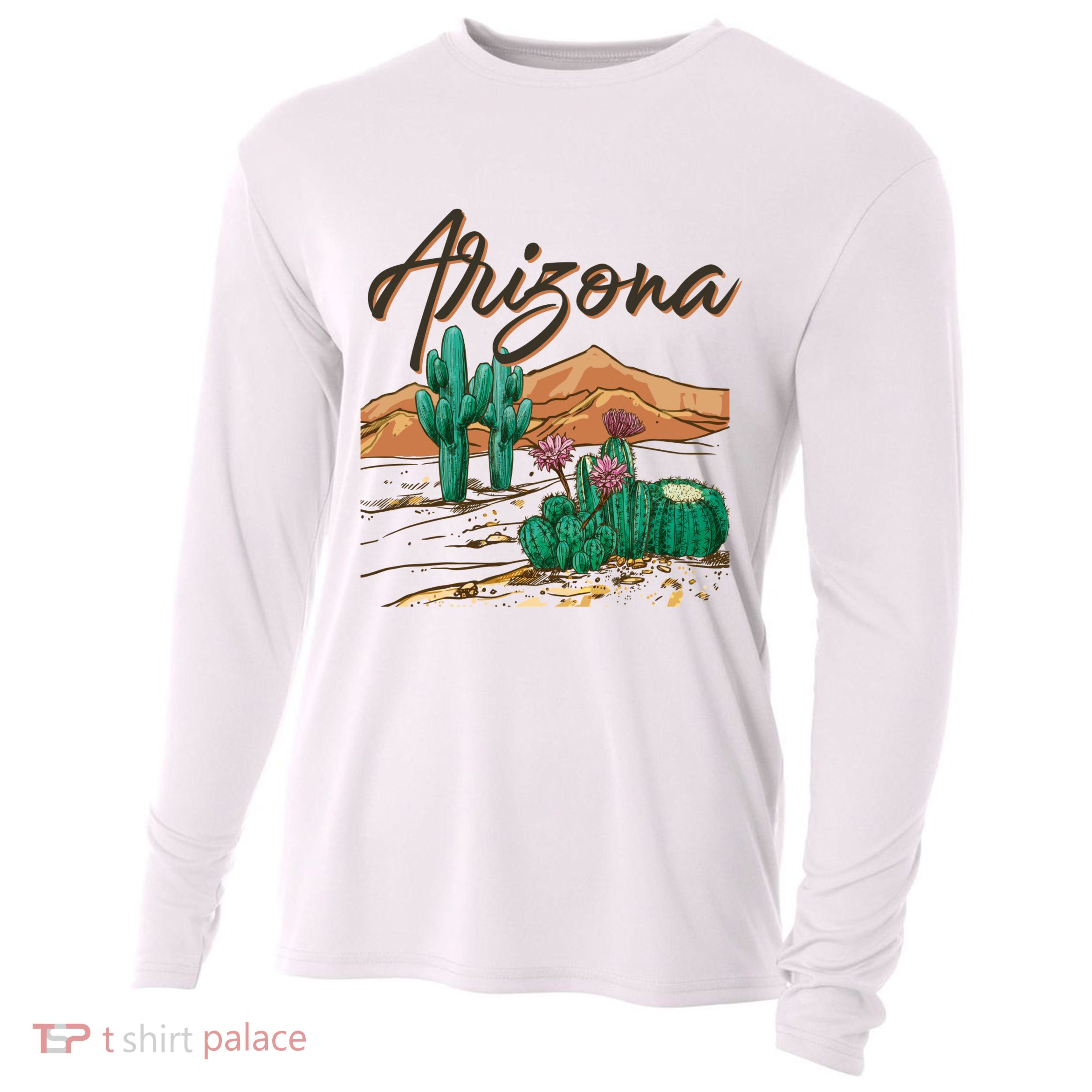 Desert Arizona Cactus Southwestern Cooling Performance Long Sleeve Crew