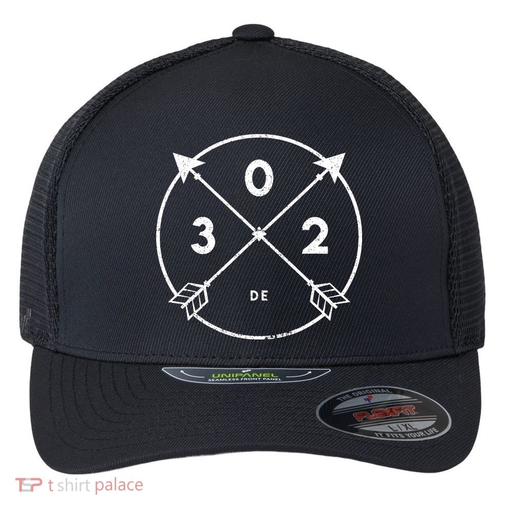 Delaware Area Code 302 State Pride Souvenir Gift Arrow Flexfit Unipanel Trucker Cap