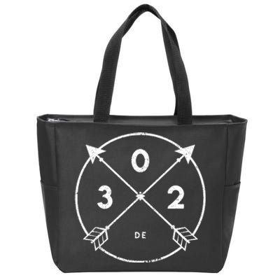 Delaware Area Code 302 State Pride Souvenir Gift Arrow Zip Tote Bag