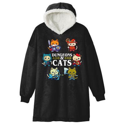 Dungeons And Cats Hooded Wearable Blanket