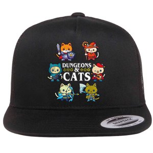 Dungeons And Cats Flat Bill Trucker Hat