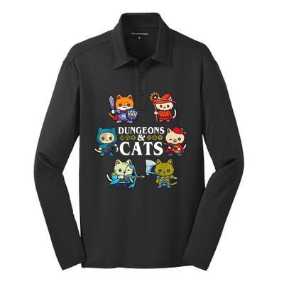 Dungeons And Cats Silk Touch Performance Long Sleeve Polo