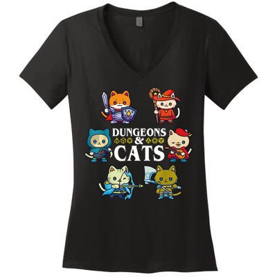 Dungeons And Cats Women's V-Neck T-Shirt