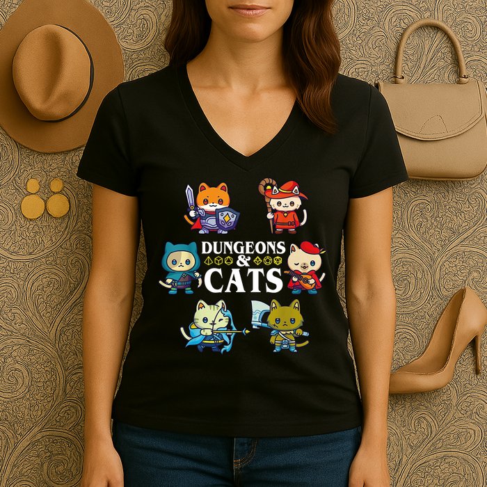 Dungeons And Cats Women's V-Neck T-Shirt