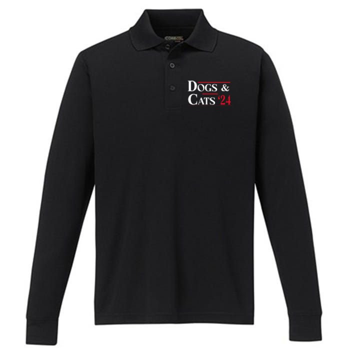 Dogs And Cats 2024 TheyRe Eating The Dogs Performance Long Sleeve Polo