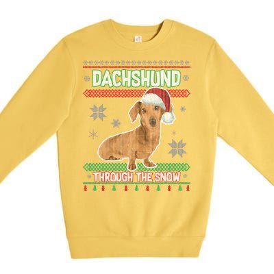 Dachshund Dog Funny Wiener Ugly Christmas Premium Crewneck Sweatshirt