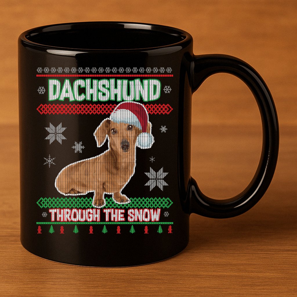 Dachshund Dog Funny Wiener Ugly Christmas 11oz C Handle Ceramic Mug