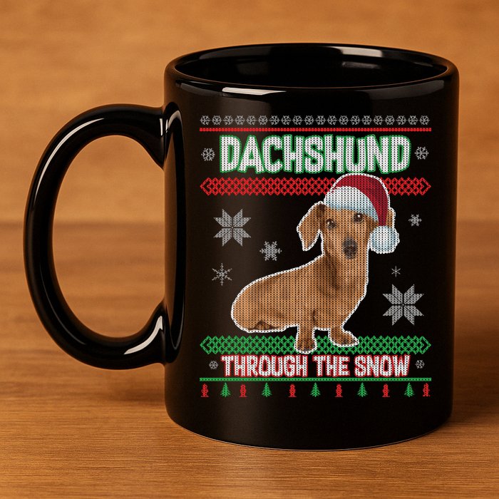Dachshund Dog Funny Wiener Ugly Christmas 11oz C Handle Ceramic Mug