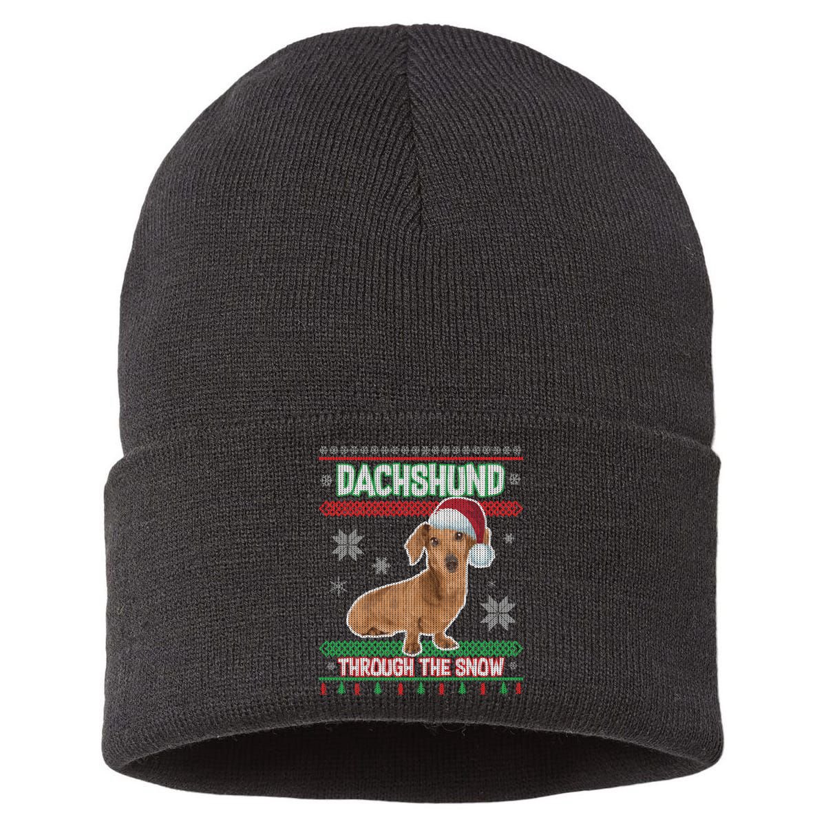 Dachshund Dog Funny Wiener Ugly Christmas Sustainable Knit Beanie